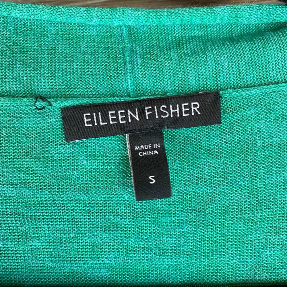 Eileen Fisher Silk & Linen Green Cardigan Size Small - Picture 5 of 6